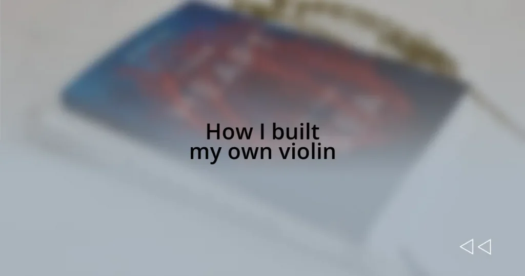 How I built my own violin