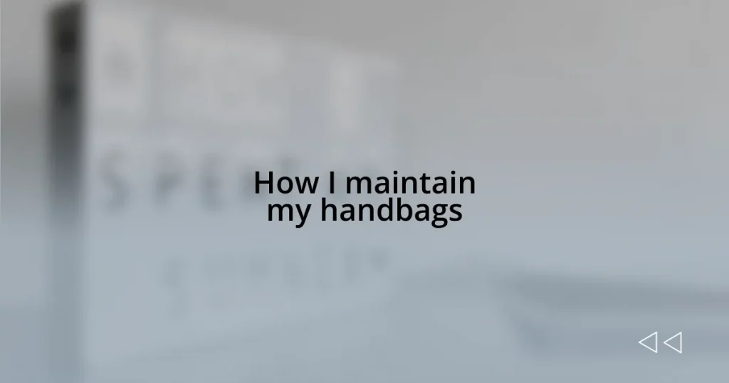 How I maintain my handbags