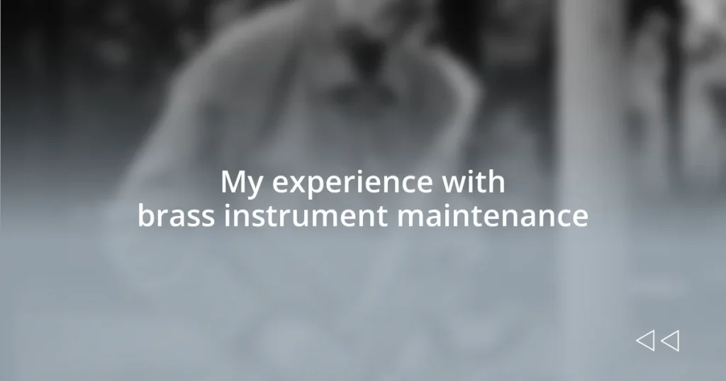 My experience with brass instrument maintenance