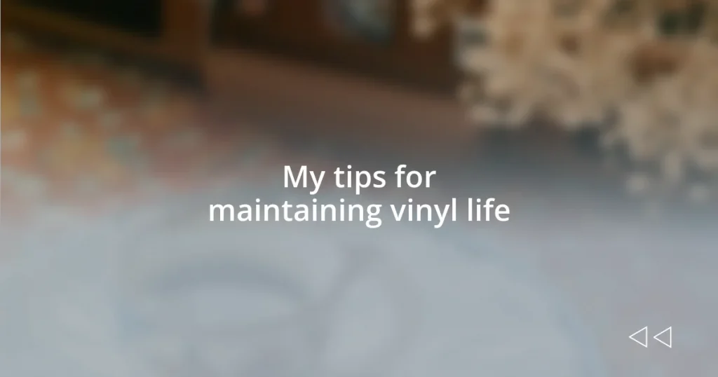 My tips for maintaining vinyl life