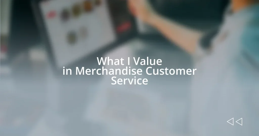 What I Value in Merchandise Customer Service