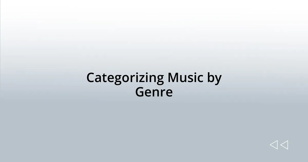 Categorizing Music by Genre
