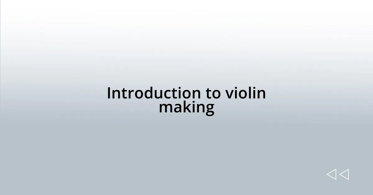 Introduction to violin making
