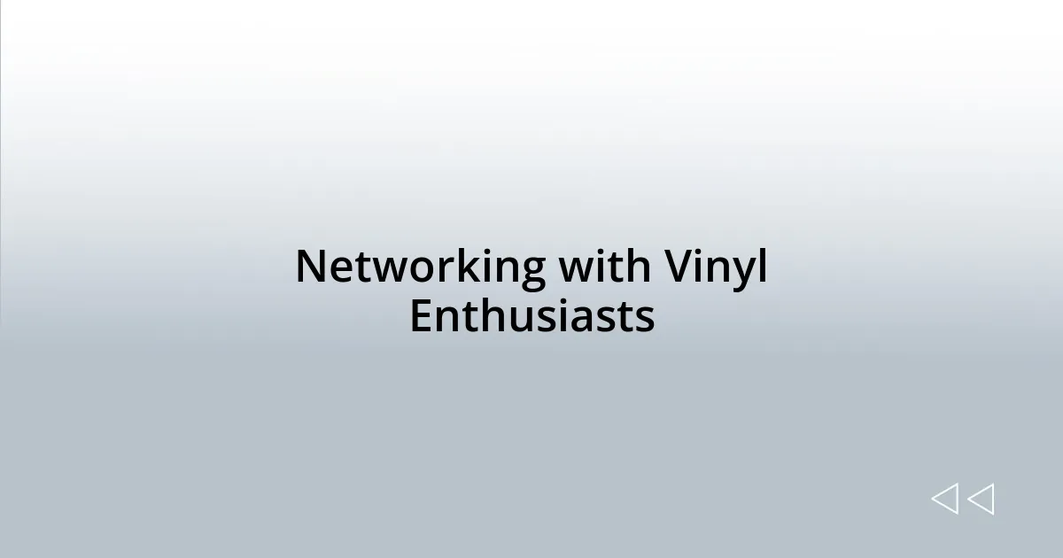 Networking with Vinyl Enthusiasts