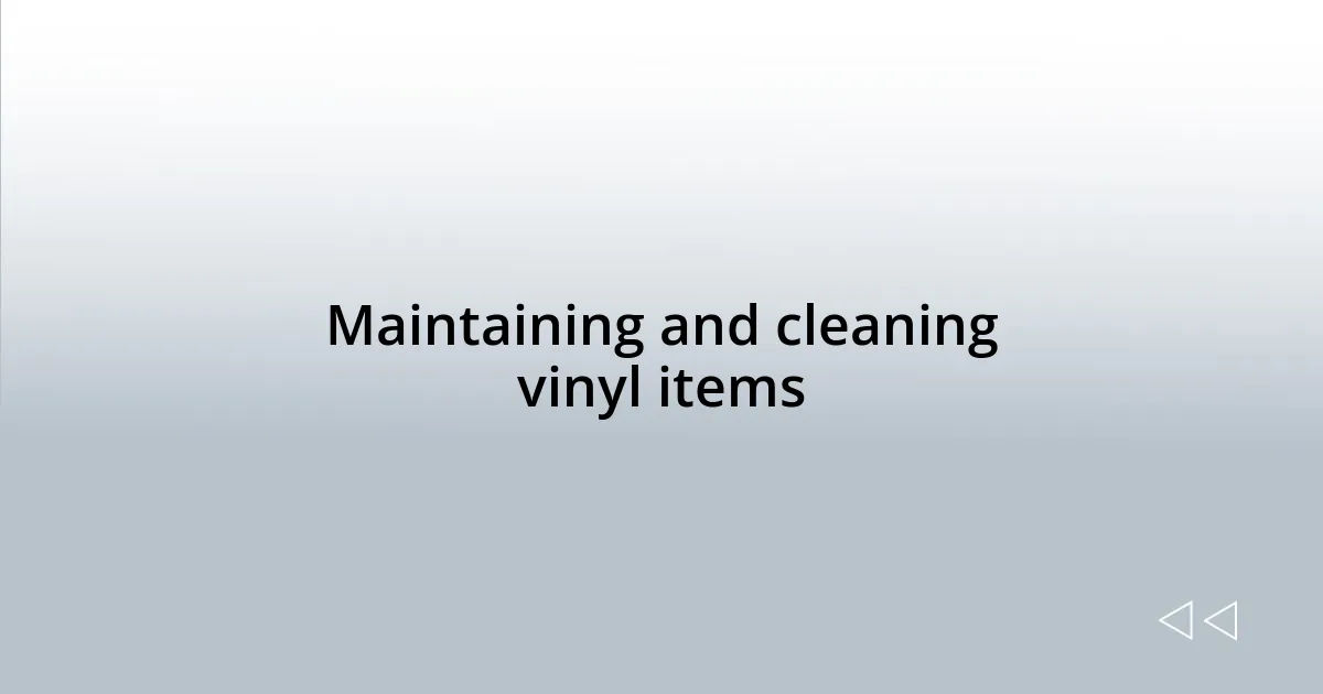 Maintaining and cleaning vinyl items