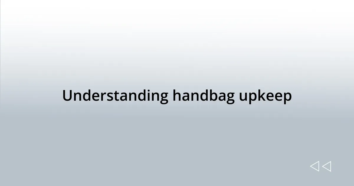 Understanding handbag upkeep