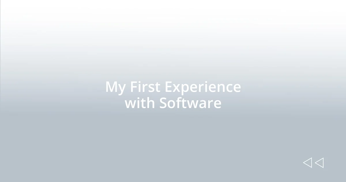 My First Experience with Software