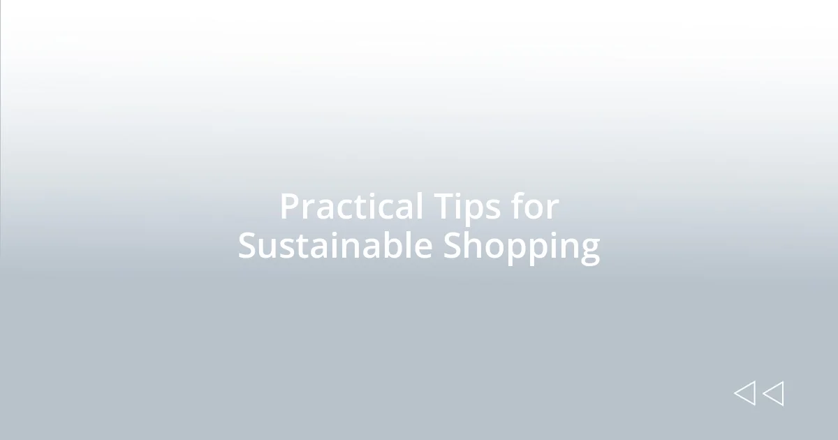 Practical Tips for Sustainable Shopping