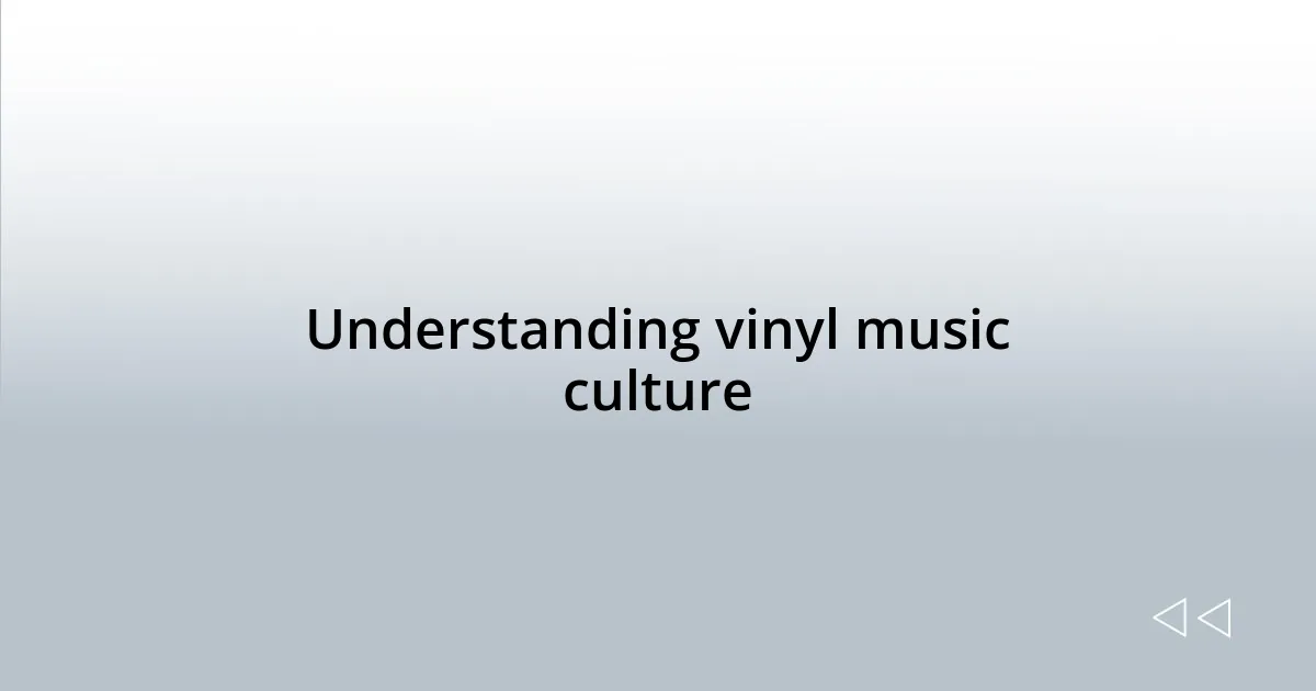 Understanding vinyl music culture