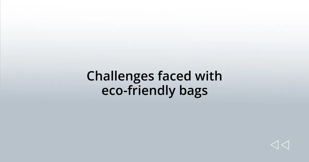 Challenges faced with eco-friendly bags