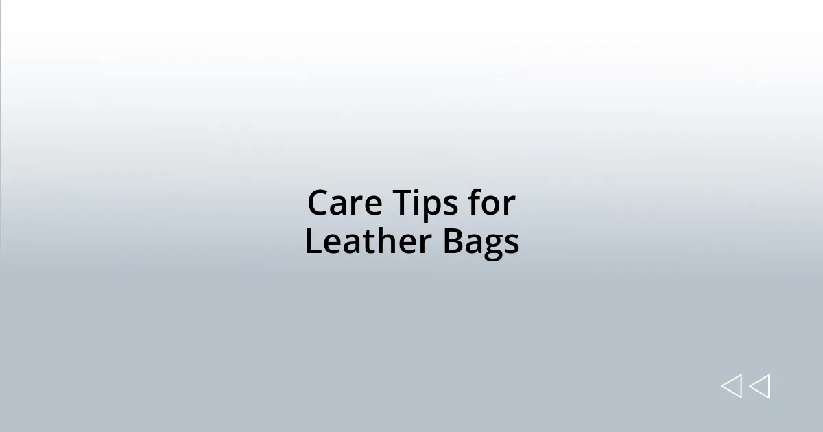 Care Tips for Leather Bags