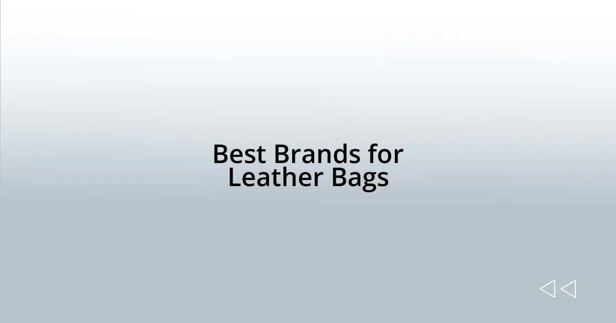 Best Brands for Leather Bags