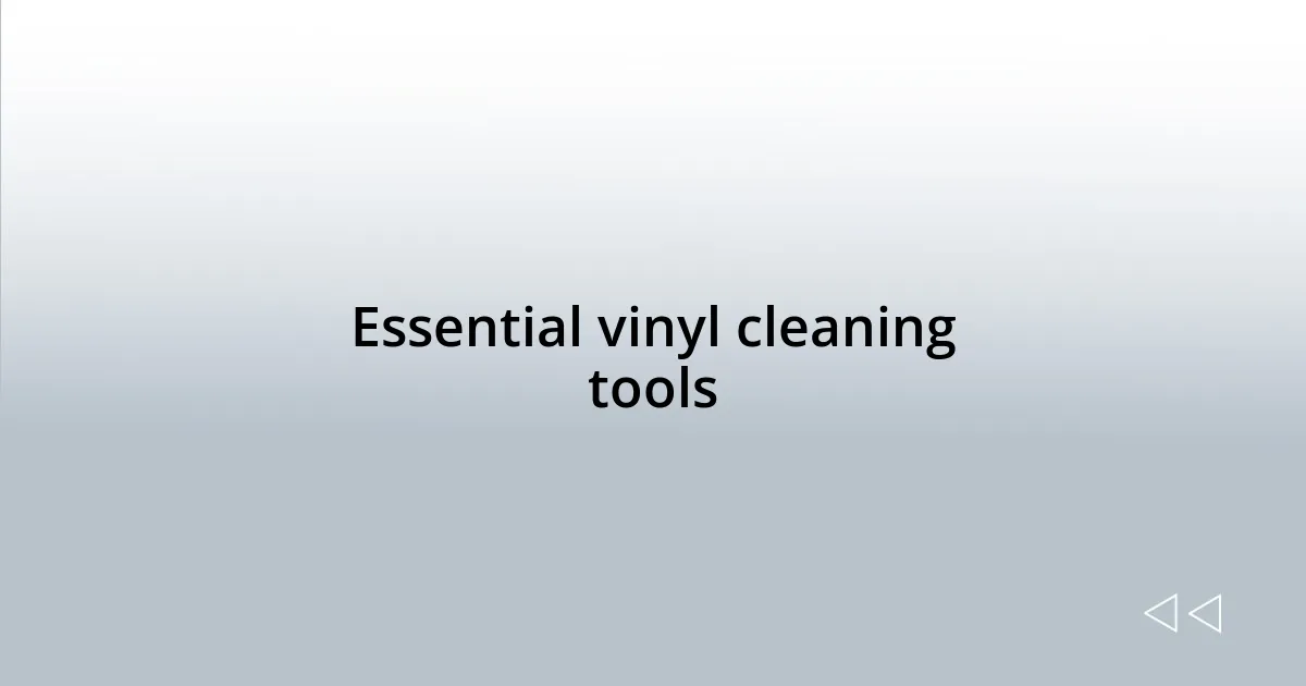 Essential vinyl cleaning tools