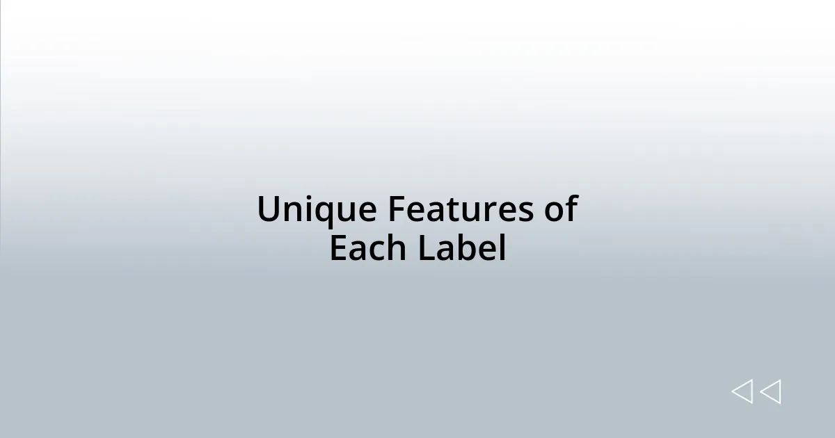 Unique Features of Each Label