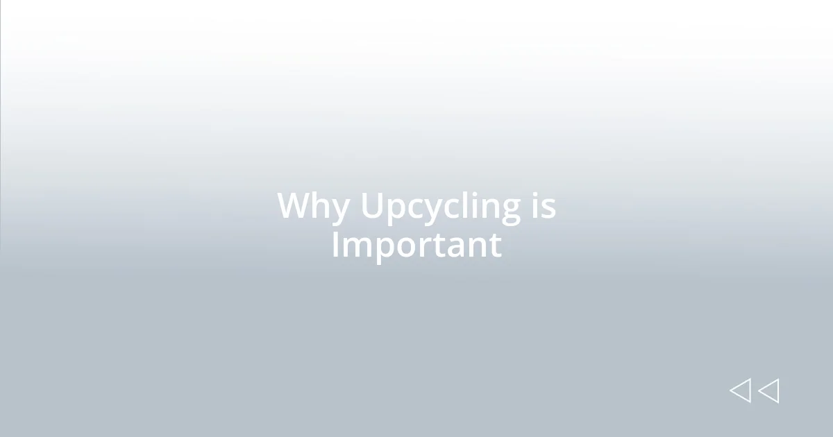 Why Upcycling is Important