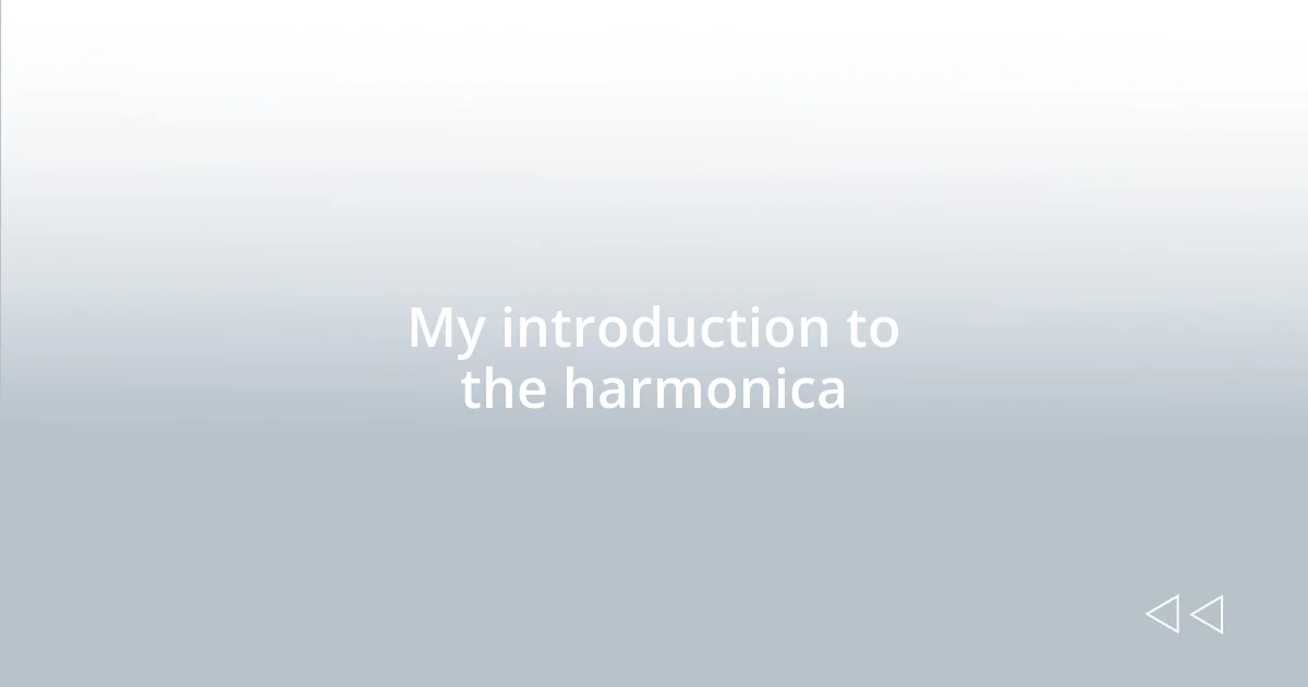My introduction to the harmonica