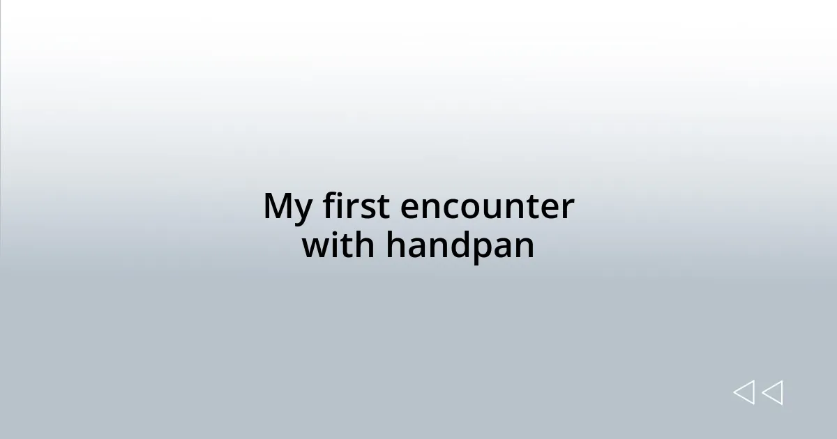 My first encounter with handpan