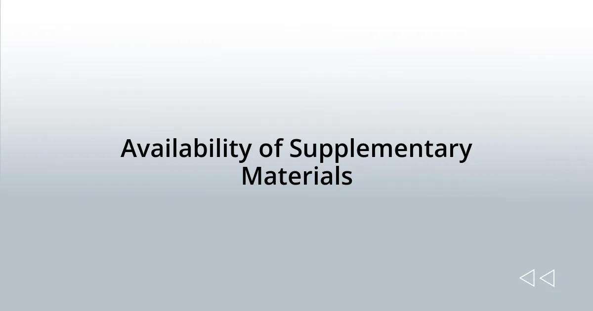 Availability of Supplementary Materials